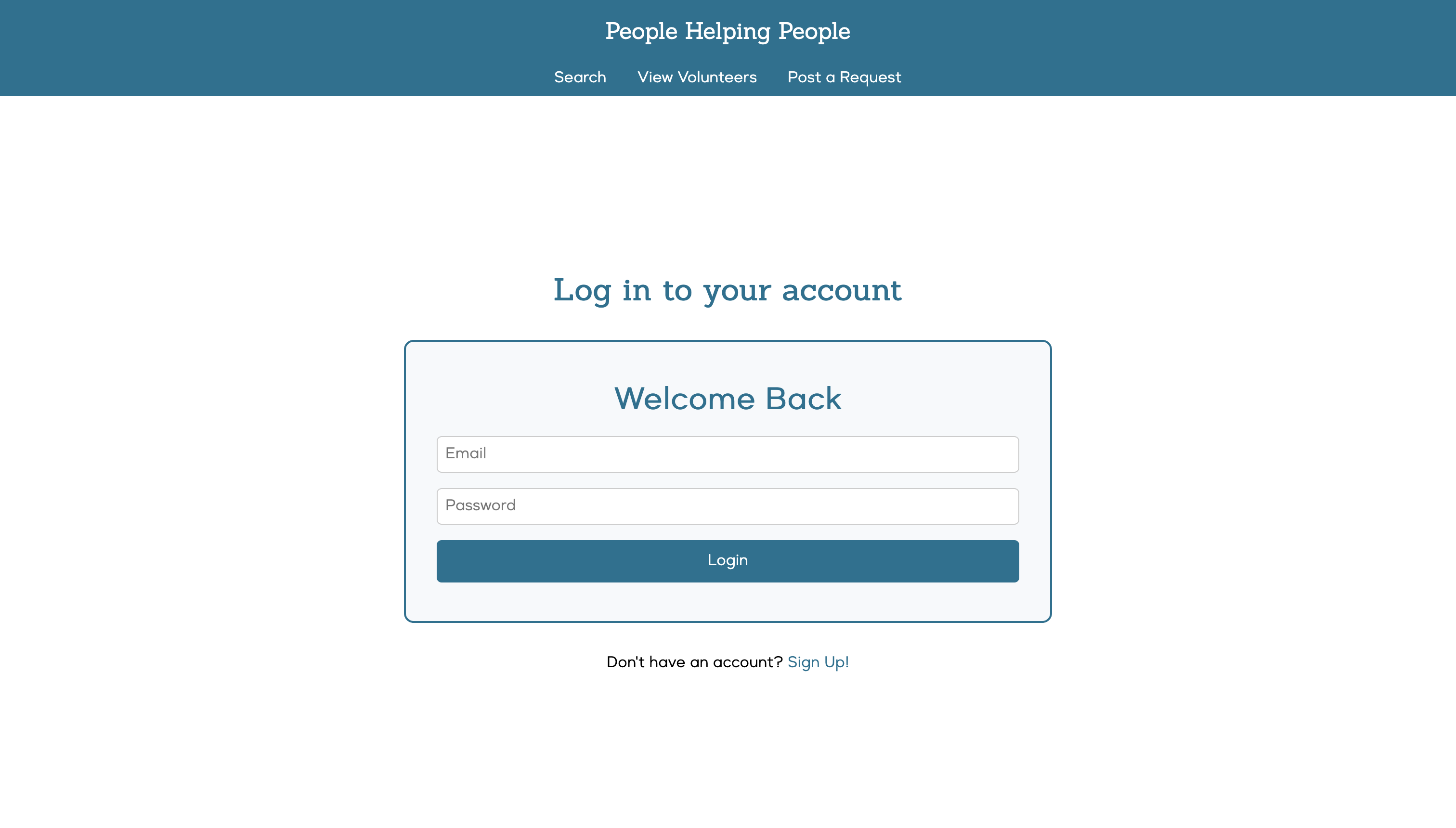 The login page of People Helping People